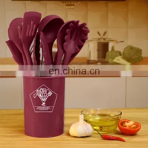 Kitchen Utensils Set 12 Pcs Silicone Non-stick Cooking Utensils Set Beech Handle Kitchenware Set thumbnail-2