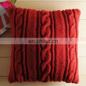 Wholesale Plain Dyed Eco-Friendly 100% Cotton/Acrylic Decorative Chunky Knit Throw Pillow/Cushion Cover thumbnail-3