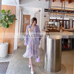 Puff Sleeve V-neck Floral Chiffon Dress Women Spring/summer 2020 New French Retro Gentle Style Skirt thumbnail-1