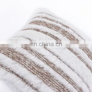 New Design Fashion Faux Fur Striped Jacquard Cushion Cover Deco thumbnail-2