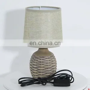 European Style Antique Ceramic Table Lamp and Ratton Pattern Desk Lamp thumbnail-1