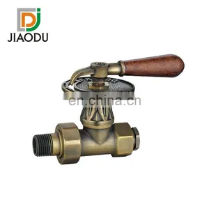 Traditional Antique Victorian Style Thermostatic Lockshield TRV Set of Pair Brass With Copper Finish Angled Radiator Valve thumbnail-2