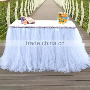 Eye Catching Handmade Tutu Tulle Table Skirt Cover for Baby Shower Unforgettable Party Centerpiece SD103 thumbnail-1