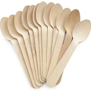 Eco Friendly Flatware FSC Certified Birch Wood Spoons Disposable Wooden Cutlery Sets Biodegradable thumbnail-1