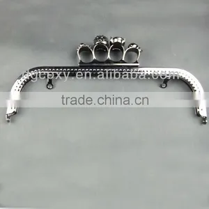 10.3 Inch Gun Color Four Fingers Skulls Metal Clutch Frame For Bags thumbnail-1