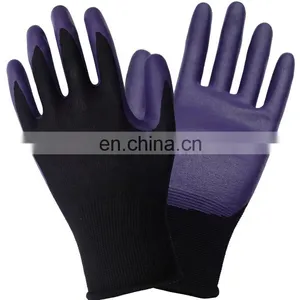 Black Nylon Liner Purple Foam Nitrile Coated Garden Glove For Women thumbnail-1