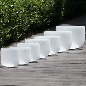 Meditation Therapy Chakra Quartz Glass Crucible Singing Bowl Set thumbnail-1