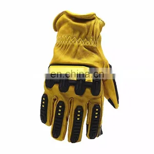 TPR Protective Construction Yellow Industrial Impact Resistant Touch Screen Driving Safety Leather Work Gloves thumbnail-3