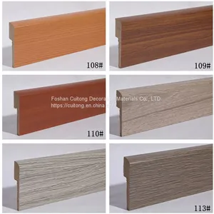 MDF Floor Line Foshan Factory Wholesale Wood Grain Baseboard Paint-free Covered Floor Line 9cm Composite Wooden Corner Line thumbnail-3