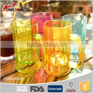 380ml Assorted Color Plastic Beer Mug Glass With Handle thumbnail-2