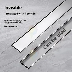8cm Wide 304 Stainless Steel Invisible Linear Hidden Floor Drain Modern Design for Bathroom Shower Toilet Room Deodorant Use thumbnail-2