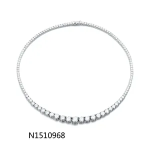 Luxury Hip Hop Tennis Necklace 3m/4m/5m Created Moissanite Gemstone Unisex Basic Tennis Chain Necklace Fine Jewelry Wholesale thumbnail-1