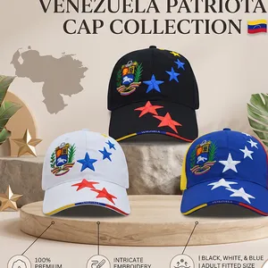 Customized Venezuela National Pride Merch Coat of Arms Star Embroidery Sandwich Visor 6 Panel Baseball Cap Manufacturer thumbnail-1