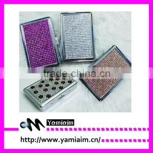 Automatic Crystal Rhinestone Metal Cigarette Case Holder thumbnail-1