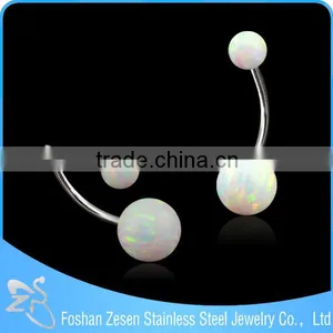 New Fashion Body Jewelry Opal Stone Belly Bar Navel Ring thumbnail-4