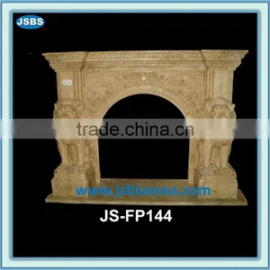 Interior Marble Fireplace Mantel With Lion Statue thumbnail-1