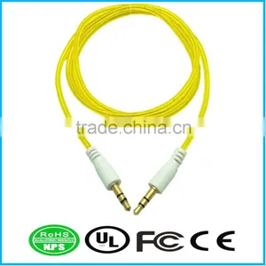 AUX Cable Fluorescent Yellow Gold Plated Audio I/O Wire Stereo Panel Mount Cable for PC, Car Audio, Audio Equipment thumbnail-1