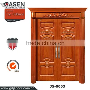 Flower Carving Double Swing Mahogany Villa Entrance Wood Design Door thumbnail-3