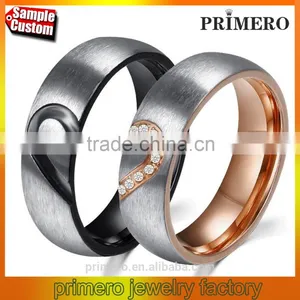 2016 New Fashion Love Heart Couple Women Men Wedding Engagement CZ Diamond Ring Fine Jewelry thumbnail-1