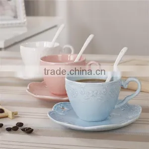 Bone Porcelain Glaze Ceramic Coffee Cups And Saucers Ceramic Tableware LS-2 thumbnail-5