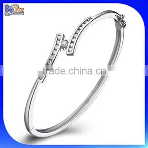 Fashion Solid 925 Sterling Silver Micro Pave Bangle Bracelet thumbnail-4