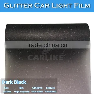 Paypal Payment Dark Black Glitter Foil For Auto Headlight Decoration thumbnail-1