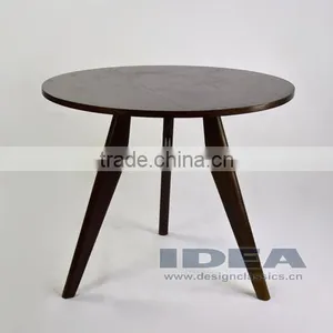 Replica Jean Prouve Gueridon Dining Table - Solid Ash Stained in Walnut Color thumbnail-1