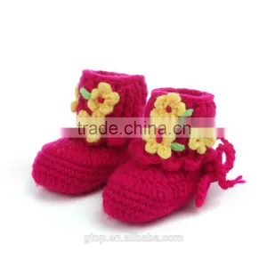 Baby Handmade Crochet Boots Shoes Supplier for 1-10 Months Old B-0023 thumbnail-1