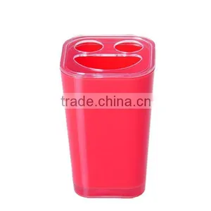 Smile Red Square Shape Plastic Toothbrush Holder With Cover thumbnail-1