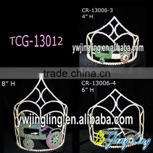 Group Green Rhinestone Tractor Tiara for Pageant One Set Crown thumbnail-1