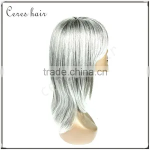 on Sale Popular Silky Straight Silver White Grey Synthetic Hair Wig With High Resistant Fiber Free Shipping thumbnail-3