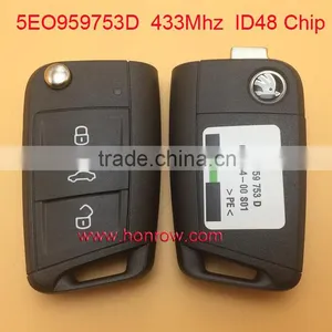 Original VW 3 Button Car Remote Key With 433Mhz and ID48 Chip (5EO959753D 012194-00S01) thumbnail-1
