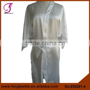 030201 Women Short Design Embroidered Words Silk Kimono Robe thumbnail-3