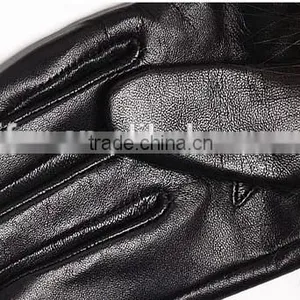 Women's Lambskin Leather Gloves With Plush Raccoon Fur Trim Super Warm thumbnail-4