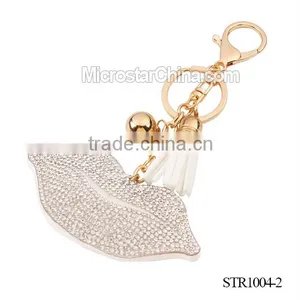 2016 IN STOCK Colorful Best Selling Women Beaded Crystal Lips Shape Key Chain thumbnail-3