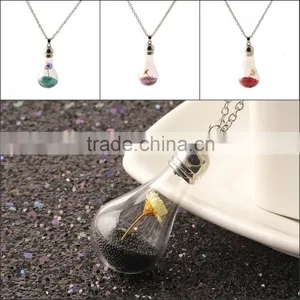 IN Stock Wish Mini Bottle Necklace Dandelion Seeds Dried Flower Glass Necklace Handmade thumbnail-5