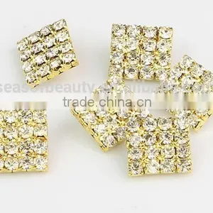 Fashional Shank Golden Quadrate Rhinestone Buttons for Apparel RNK004 thumbnail-1