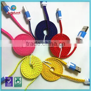 Colorful Braided Woven Fabric 6 Feet Flat Rope Micro USB Cable for HTC, Samsung, Motorola, LG, Nokia, Sony Erricsson. Etc. thumbnail-1