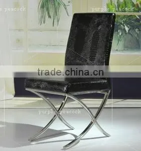 DC-3001 Cross Leg Leather Top Dining Chair thumbnail-2