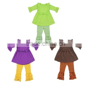 2016 Wholesale Girl Fall Clothing Kids Long Sleeve Ruffles Outfits Little Girls Boutique Clothing Sets thumbnail-1