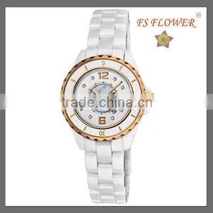 Rose Gold Roating Bezel Women Vogue Ceramic Watch French Fashion Luxury Brands Watch Ladies thumbnail-1