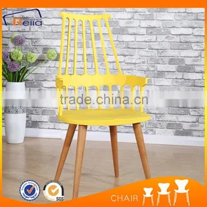 New Design Dining Room Plastic Chair With Wood Legs thumbnail-2
