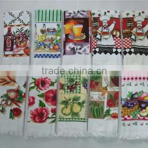 Softtextile Home Textiles Silk Screen Pigment Printed Kitchen Tea Towel Cotton Tea Towel thumbnail-1