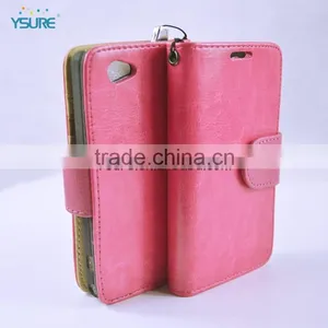 Pink Leather Flip Case for Sony L39h Mini With Wristlet thumbnail-1