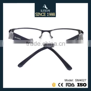 Luxury Brand New Design Metal Half-Rim Glasses Frame Rhinestone Women Black/Gray/Brown/Silver Frame Wide Temple SM4027 thumbnail-3