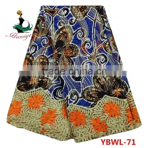 2016 Haniye YBWL-71 African Printed Ankara Fabric Super Wax Print Fabrics Mixed With Guipure Embroidery Lace thumbnail-2