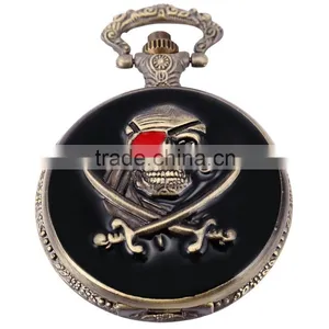 Stylish Pirate Analog Quartz Pendant Mens Pocket Watch thumbnail-1