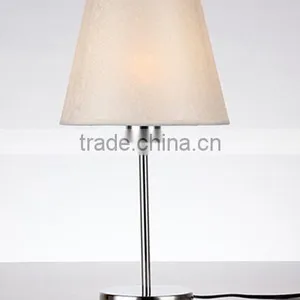 Metal Body in Chrome Finished With Fabric Lampshade Bedroom Study Room Table Lamp thumbnail-1