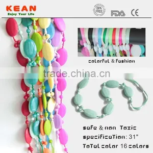 Easily Cleaned With Water Silicone Bead Necklace Silicone Teething Necklace White Black thumbnail-5