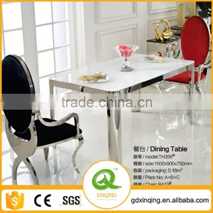 TH356 Stainless Steel Simple Glass Rectangle Dining Table thumbnail-1